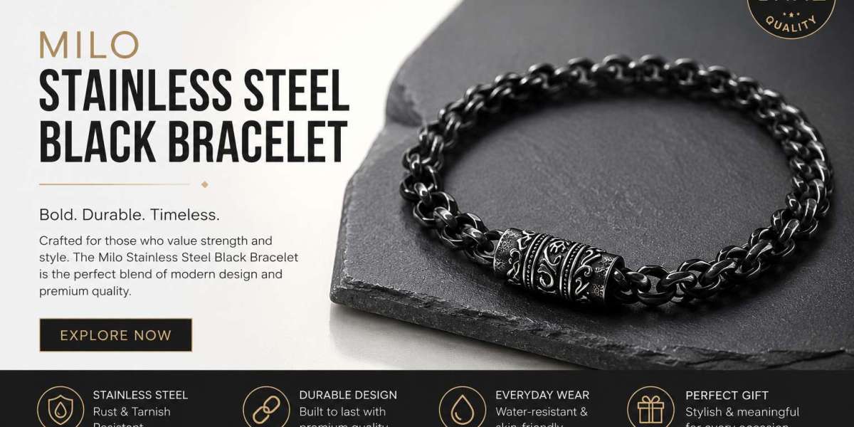 Milo Stainless Steel Black Bracelet – Modern Style with Timeless Elegance